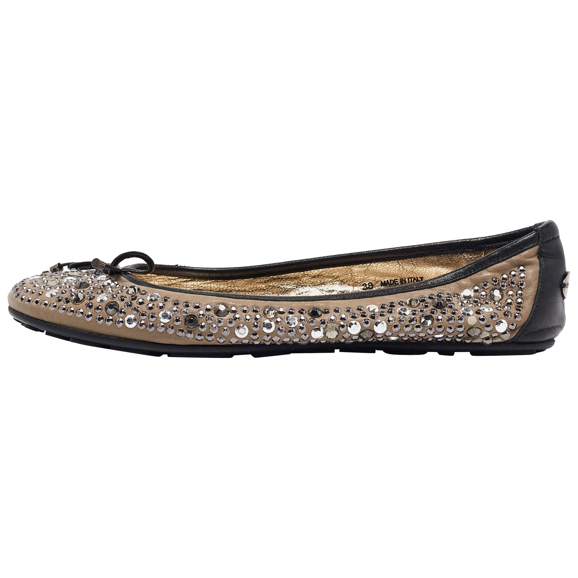 Jimmy Choo Ballerine Weber in pelle nera/grigia impreziosite da cristalli misura 38
