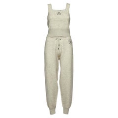 Sandro Grey Embroidered Jersey Top and Trackpants Set L