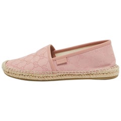 Gucci Pink GG Canvas Espadrille Flats Size 37