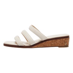 Jimmy Choo Cream Leather Slide Sandals Size 38