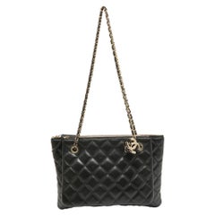 Chanel Black Quilted Leather Double Zip Crossbody Pouch