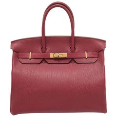 Hermes Rubis Togo Leather Gold Finish Birkin 35 Bag