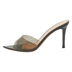Gianvito Rossi Black PVC Elle Slide Sandals Size 40.5