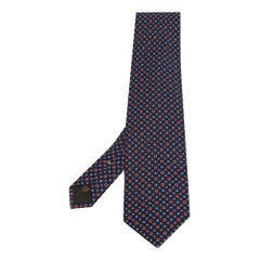 Louis Vuitton Cravatta tradizionale in seta con stampa Monogram blu