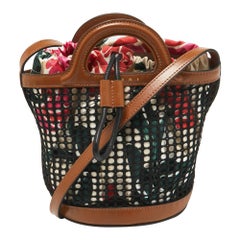 Sac à dos en cuir et filet Brown/Black Marni