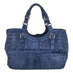 Roberto Cavalli - Fourre-tout en daim bleu à clous en forme de galets