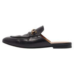 Gucci Black Leather Princetown Flat Mules Size 37.5