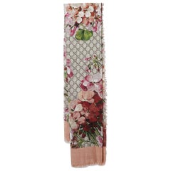 Gucci Multicolor GG Blooms Print Silk Blend Square Scarf