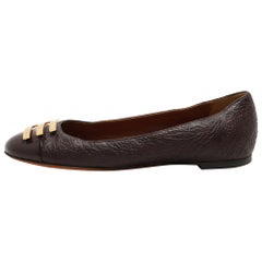 Etro - Ballerines à bout arrondi en cuir gaufré Brown - Taille 40