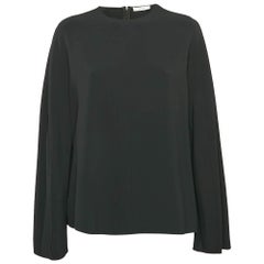 The Row Black Crepe Long Sleeve Loose Fit Blouse M