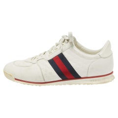 Gucci White Guccissima Leather Web Detail Low Top Sneakers Size 43