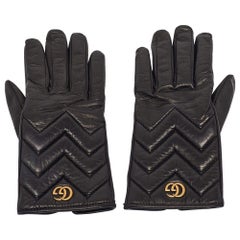Guanti Gucci GG Marmont in pelle matelassé nera misura 7,5