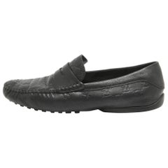 Gucci Nero Guccissima Pelle Penny Slip On Loafers Taglia 42.5