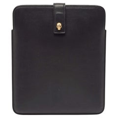 Alexander McQueen Black Leather Skull Embellished iPad Case