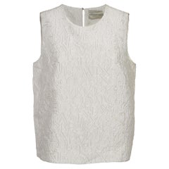Mary Katrantzou Off-White Alphabet Jacquard Crepe Sleeveless Top L