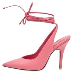 The Attico Pink Leather Venus Ankle Tie Pumps Size 38