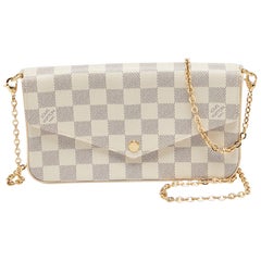 Louis Vuittion Damier Azur Beschichtete Segeltuch-Pochette Felicie-Tasche aus Segeltuch