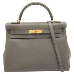 Hermes Etain Togo Leather Gold Finish Kelly Retourne 32 Bag