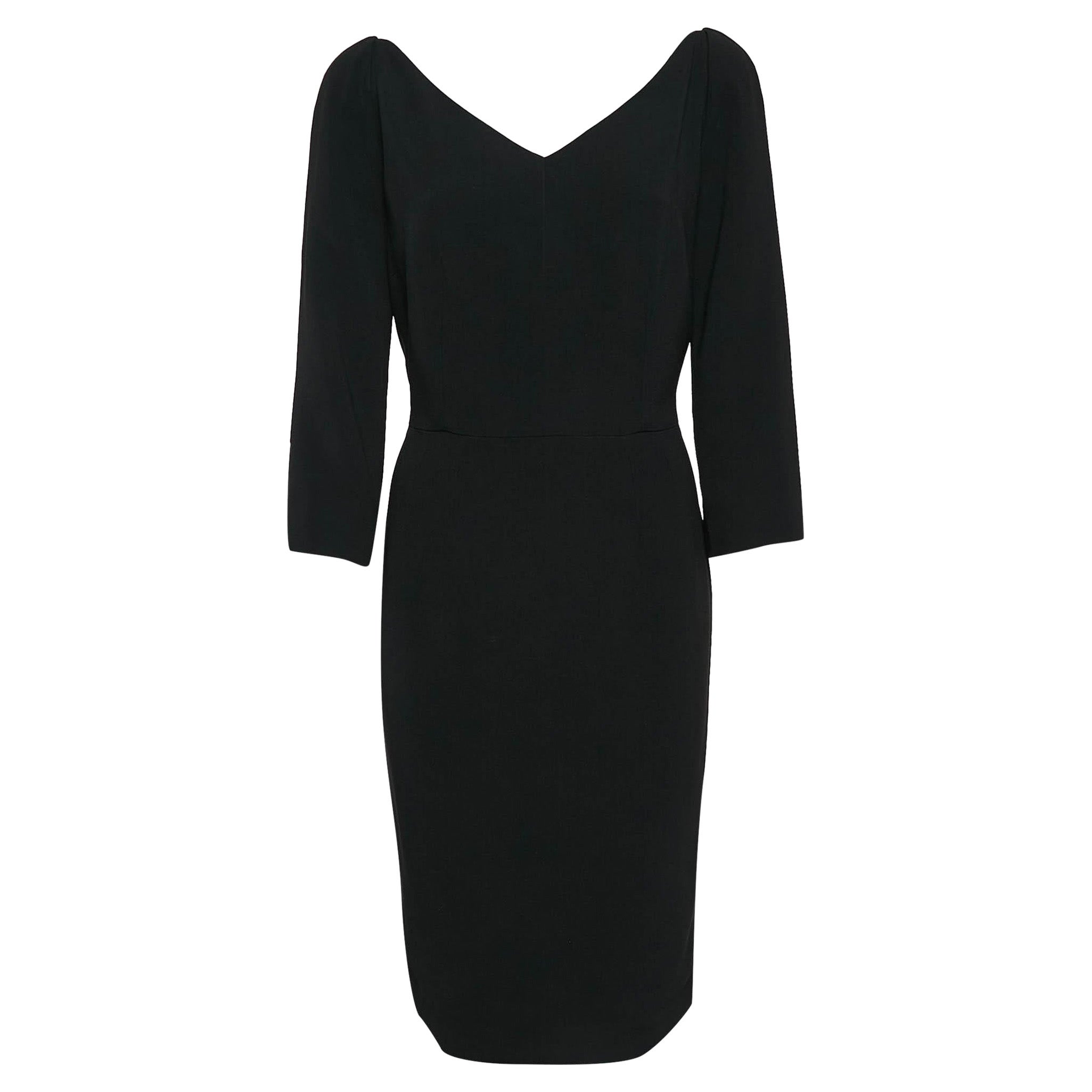 Dolce & Gabbana Black Crepe V-Neck Short Dress L