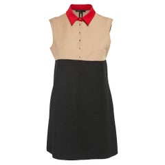 Maje Black/Beige Cotton Blend Mini Dress L
