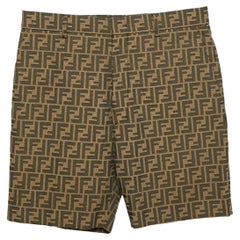 Fendi Brown Zucca Jacquard Cotton Blend Shorts S