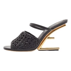 Fendi Black Leather Fendi First Ankle Strap Sandals Size 39