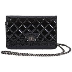Chanel Black Patent Wallet on a Chain Cross Body Bag