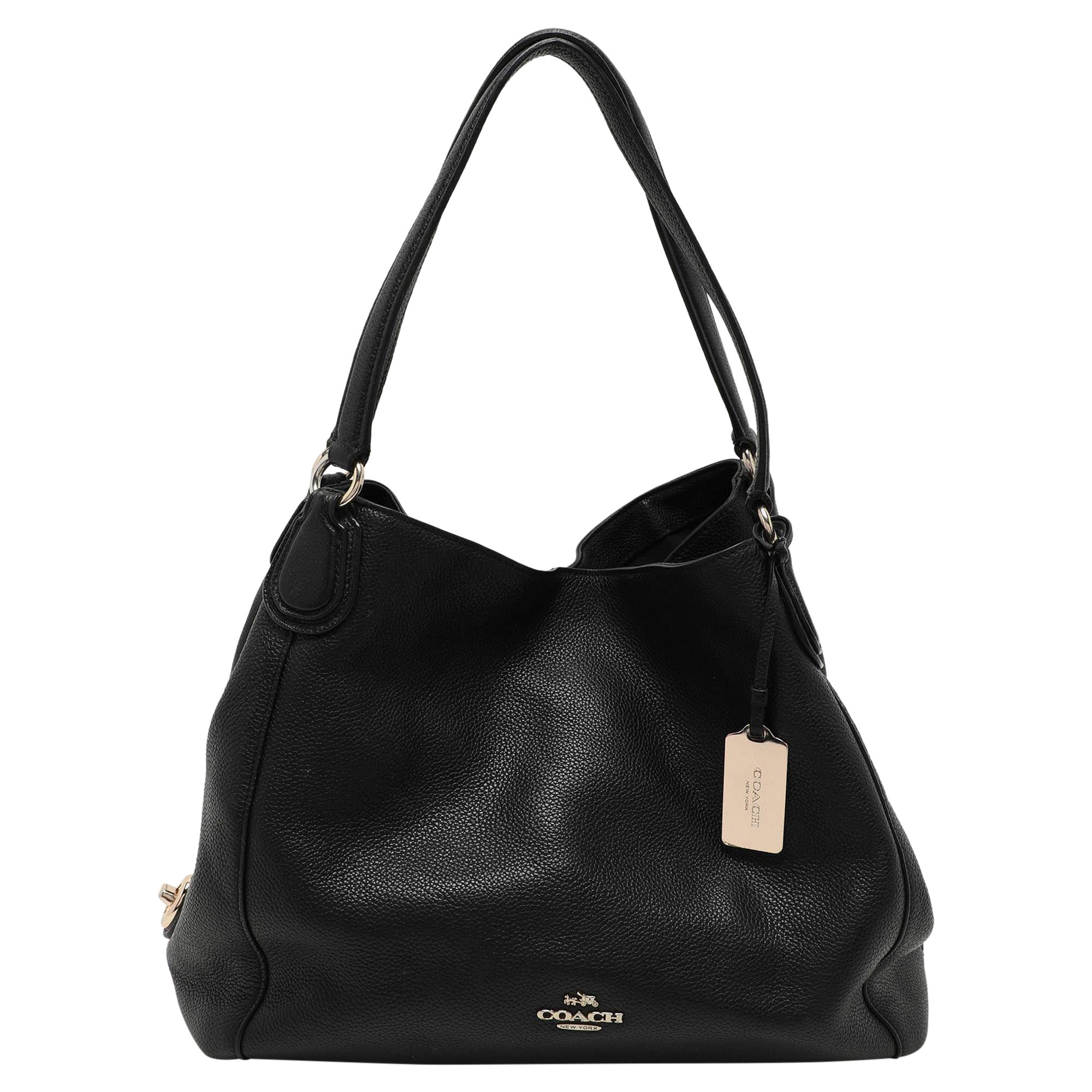 Coach Black Leather Edie 31 Satchel For Sale