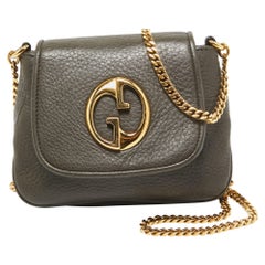 Gucci Dark Grey Leather Small 1973 Chain Crossbody Bag