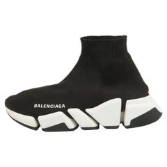 Balenciaga Black Knit Fabric Speed Trainer Slip On Sneakers Size 37