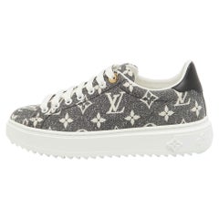 Louis Vuitton Negro/Blanco Monograma Denim Zapatillas Time Out Talla 37