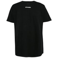 Off-White Camiseta negra de punto de algodón con estampado de flechas XL