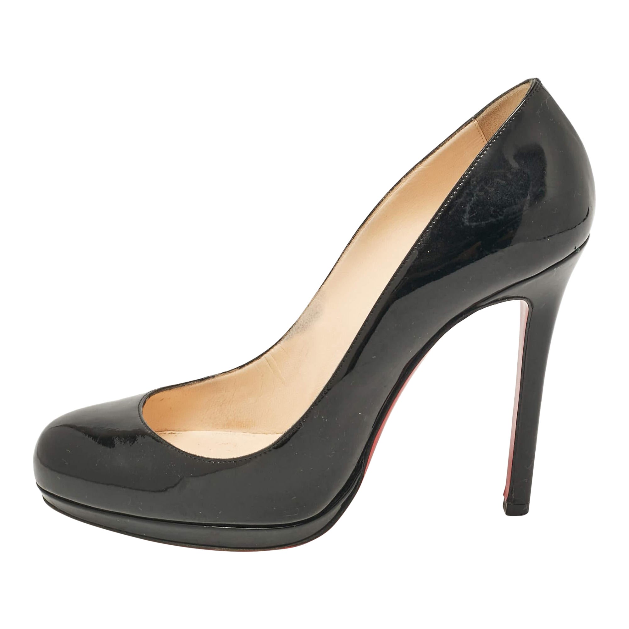 Christian Louboutin Black Patent Leather New Simple Pumps Size 37