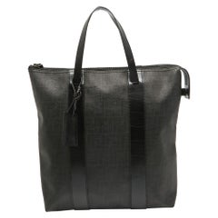 Fendi Black Zucca Coated Canvas and Leather Zip Tote