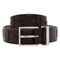 Brunello Cucinelli Brown Leather Buckle Belt 95 CM