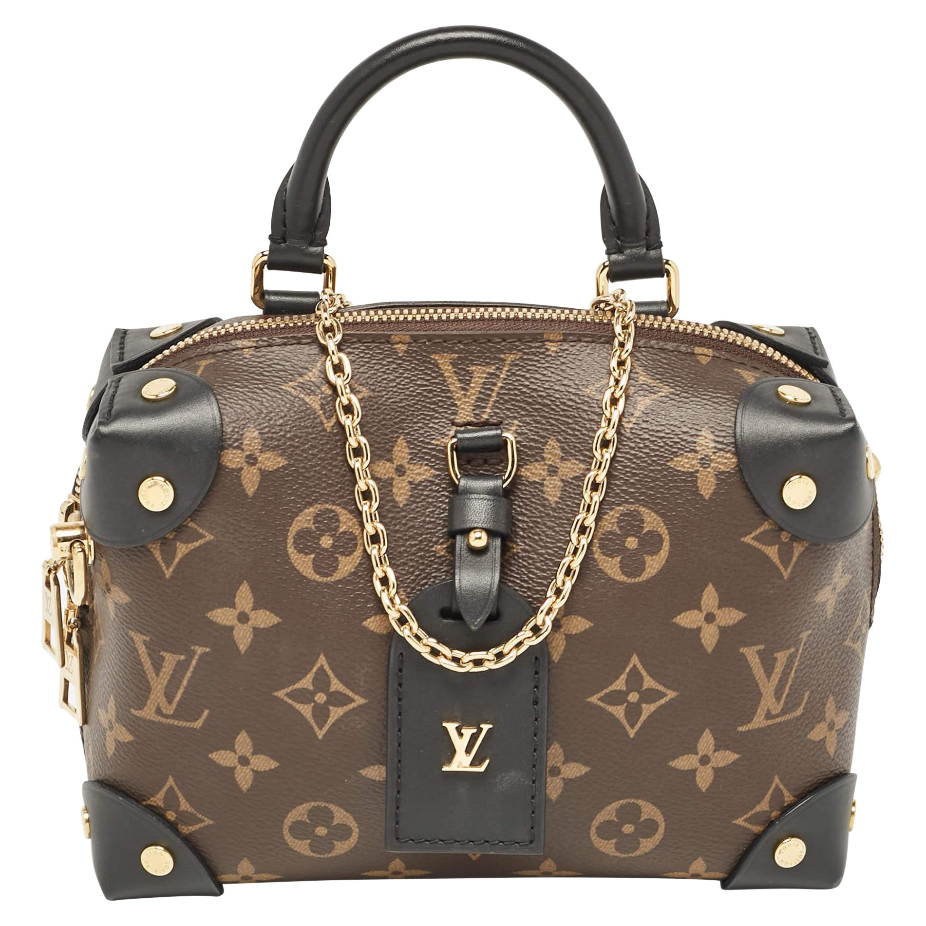 Louis Vuitton Black Monogram Canvas and Leather Petite Malle Souple Bag