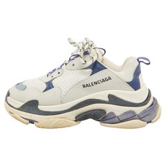 Balenciaga Multicolor Faux Leather and Mesh Triple S Lace Up Sneakers Size 38