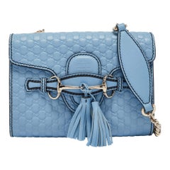 Gucci Blue Microguccissima Leather Mini Emily Chain Crossbody Bag