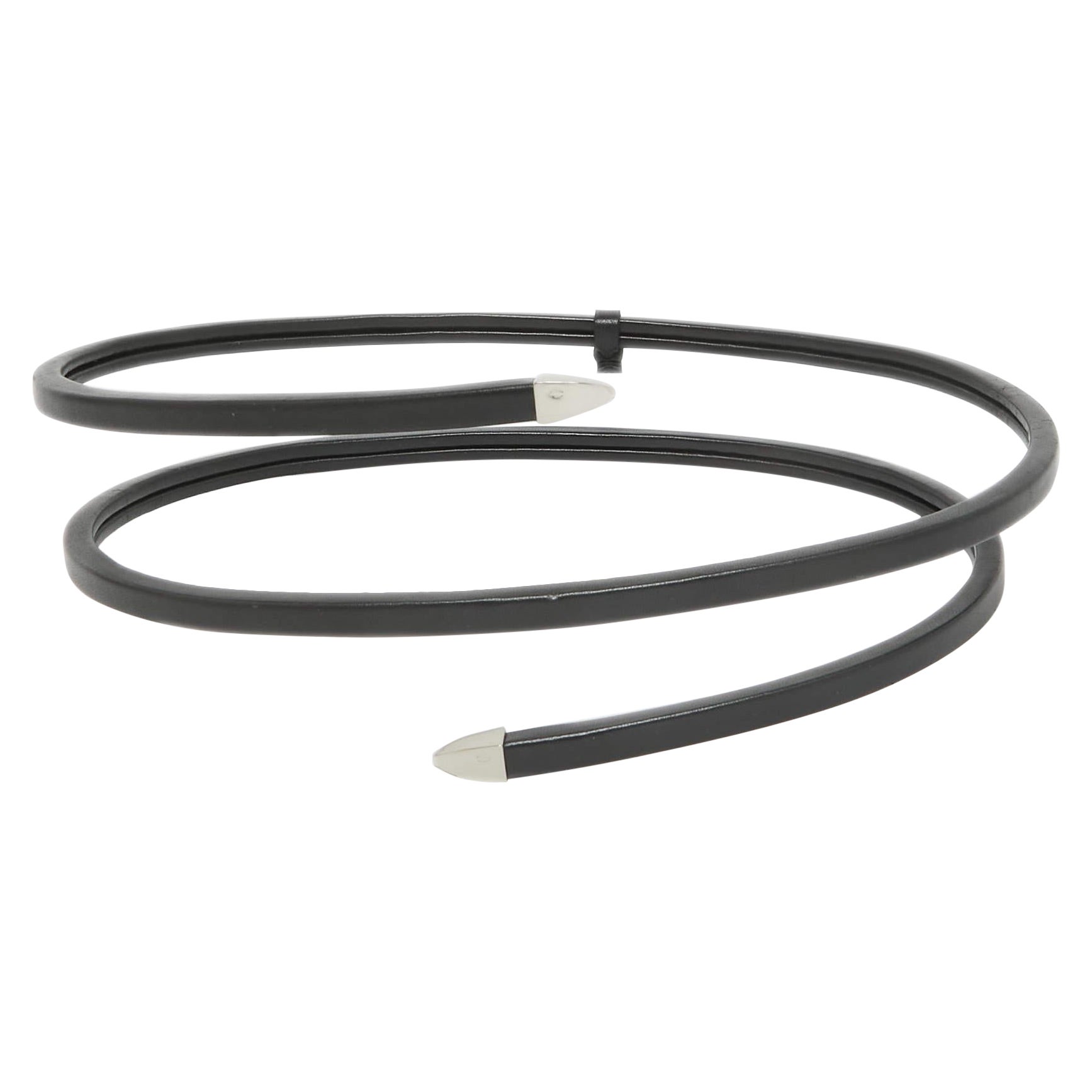 Bottega Veneta Black Leather Spiral Belt M For Sale