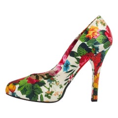 Dolce & Gabbana Multicolor Satin Floral Print Pumps Size 40