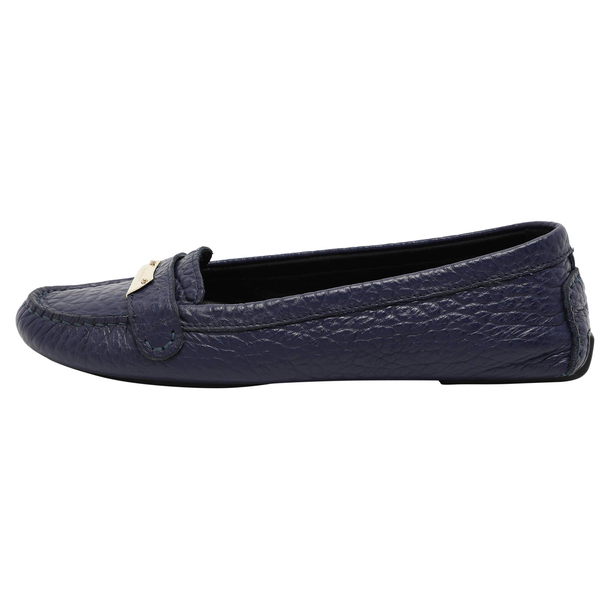 Burberry - Mocassins embellis en cuir bleu, taille 37