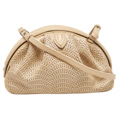 Alaia Borsa a tracolla Samia in pelle tagliata a laser beige