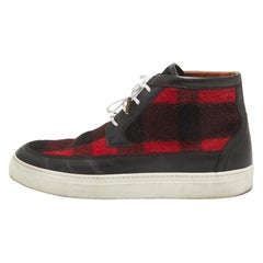 Alexander McQueen Zapatillas altas de piel negra de tweed Trainer talla 42