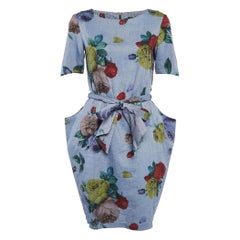 Love Moschino - Robe courte en coton bleue à imprimé floral S