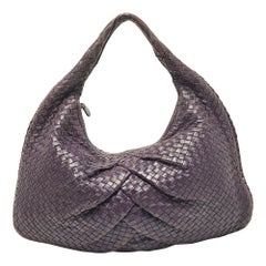 Bottega Veneta Purple Intrecciato Leather Large Pleated Veneta Hobo