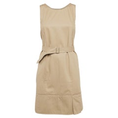 Saint Laurent Paris Edition 24 Brown Gabardine Raw Finish Lace-Up Dress S