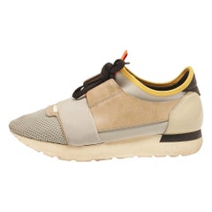 Balenciaga Zapatillas con cordones Race Runner de piel y malla grises Talla 39