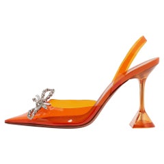Amina Muaddi Orange PVC Rosie Slingback Pumps Größe 40