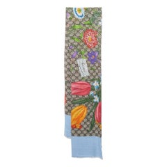 Gucci Multicolor GG Floral Print Silk Blend Square Scarf