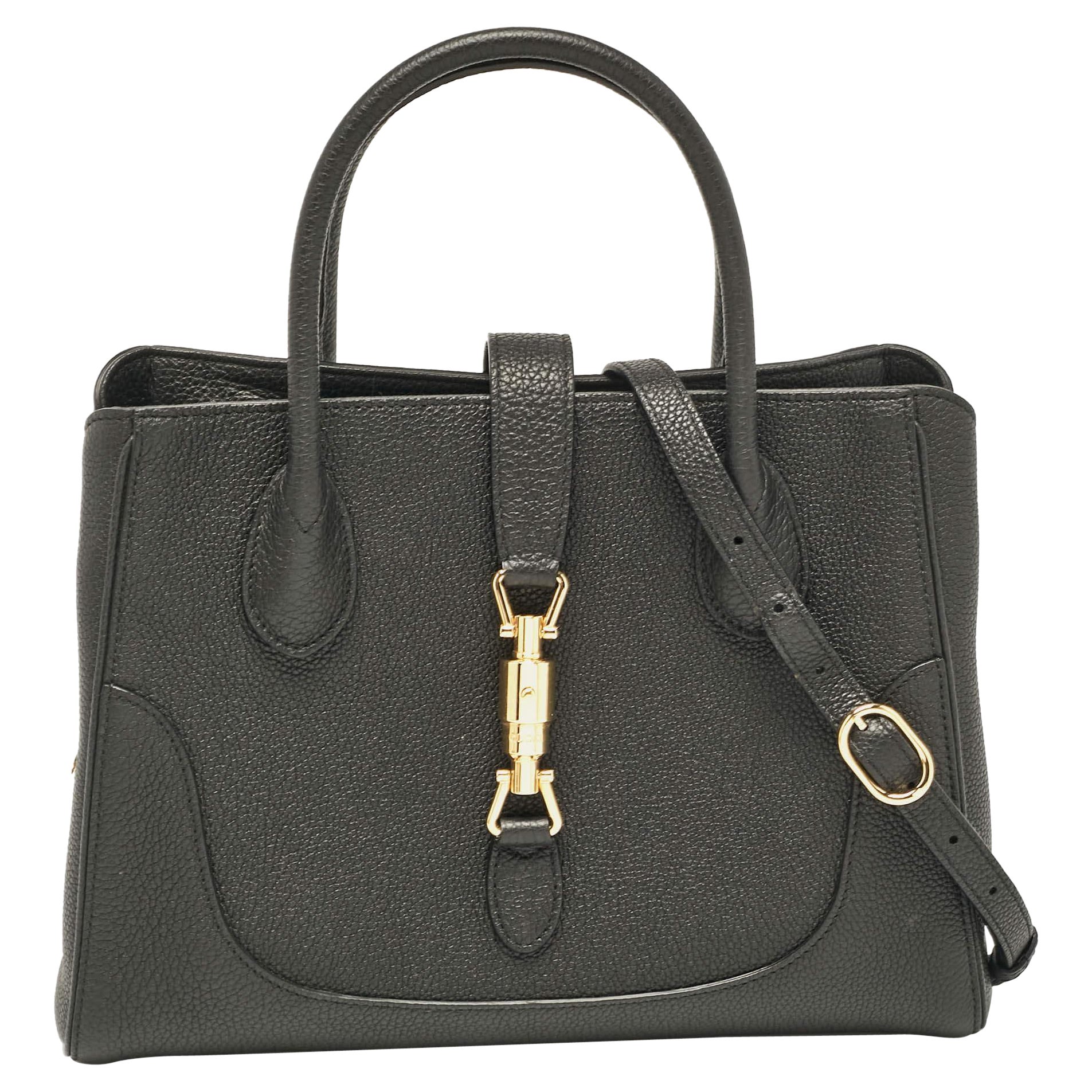 Gucci Black Leather Medium Jackie 1961 Tote